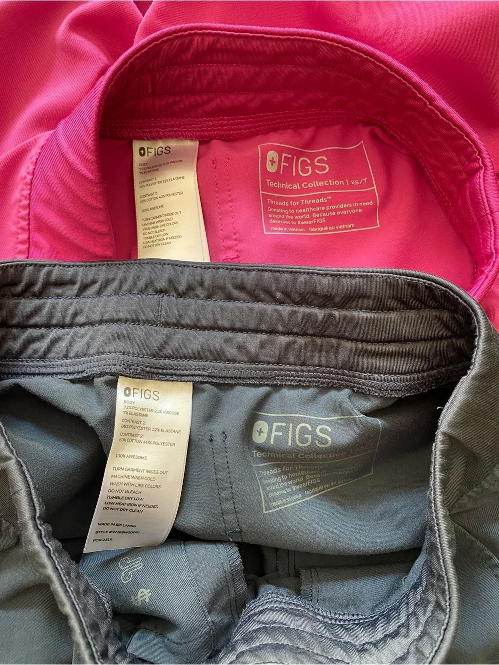 FIGS Pink Gray Zamora Jogger Scrub Pants Bundle XS Tall